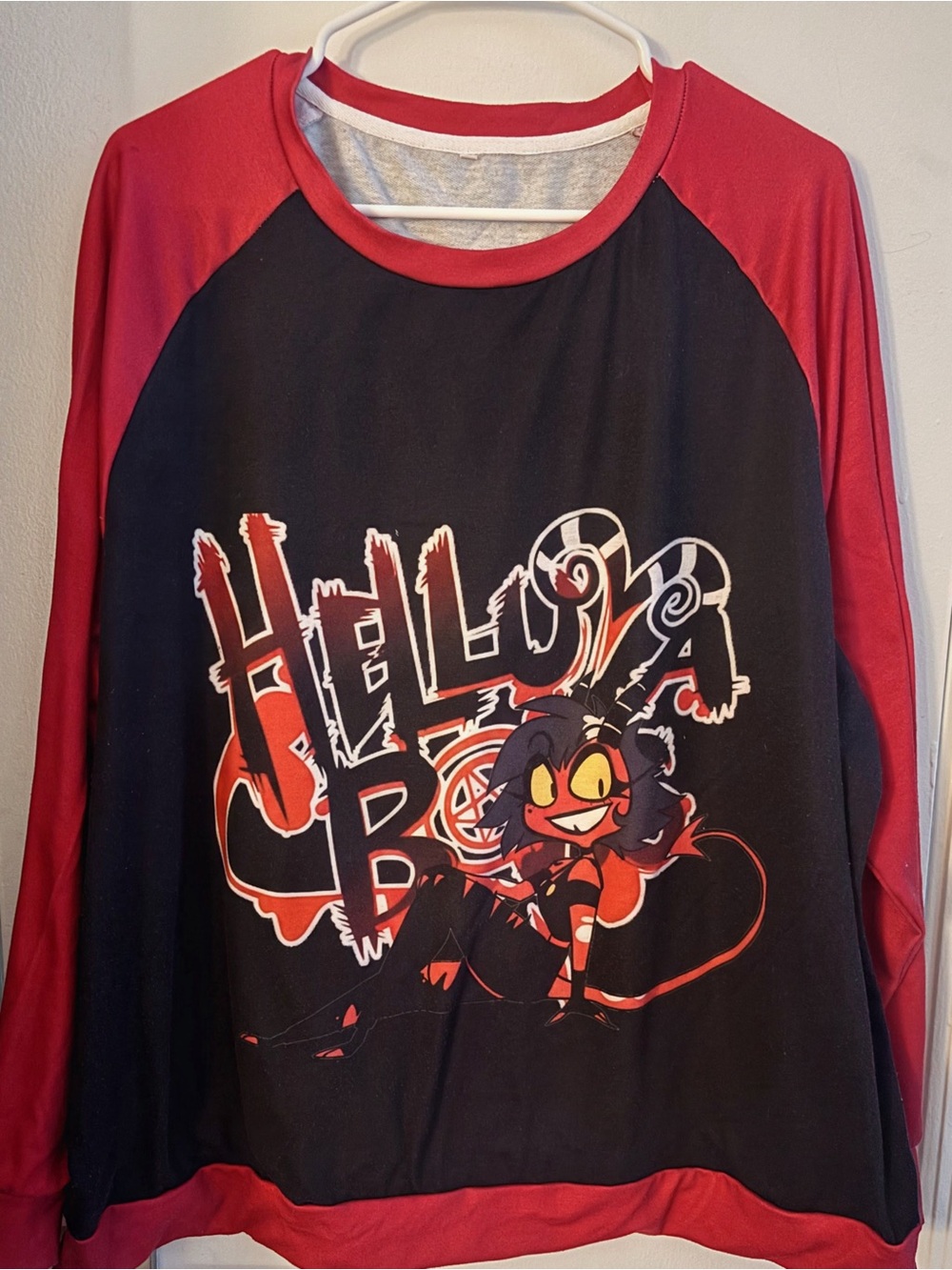 Helluva Boss Red & Black Graphic Raglan Tee